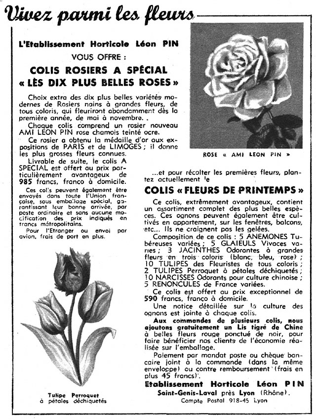 Publicit� L�on Pin 1949