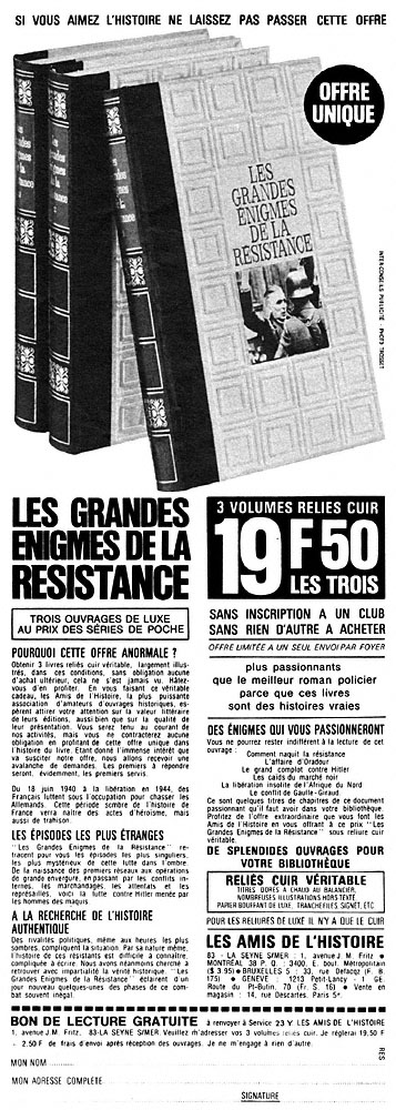 Publicit� Amis Histoire 1968
