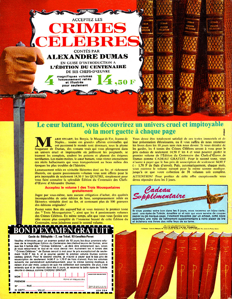 Publicit� Cercle du Bibliophile 1968