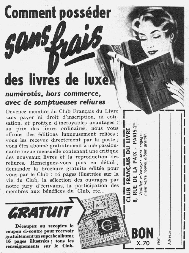 Marque Club Fran�ais du Livre 1955
