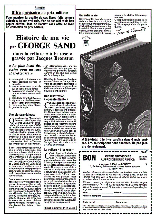 Publicit� Jean de Bonnot 1991
