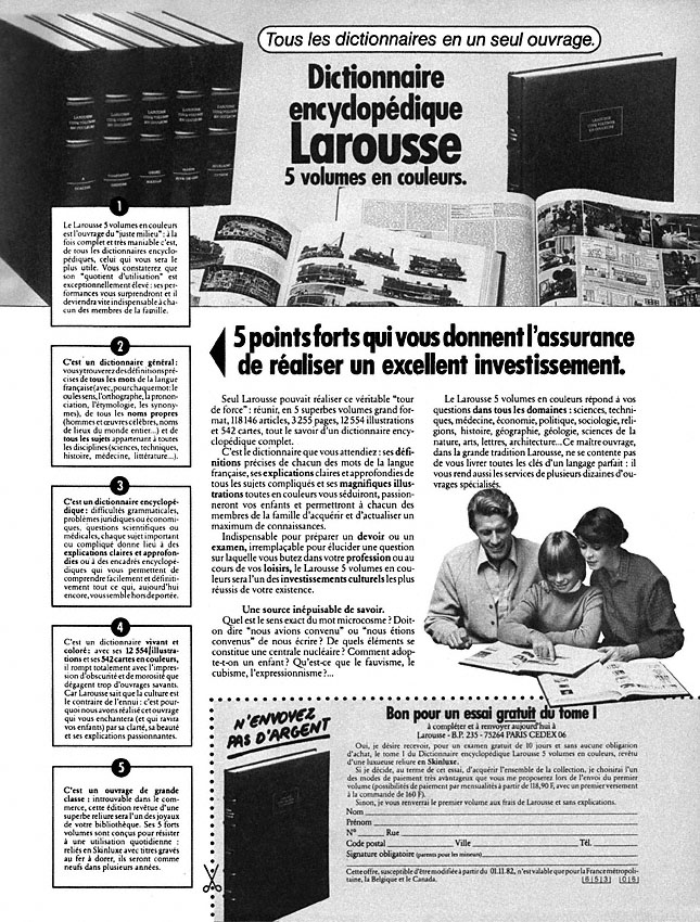 Publicit� Larousse 1982