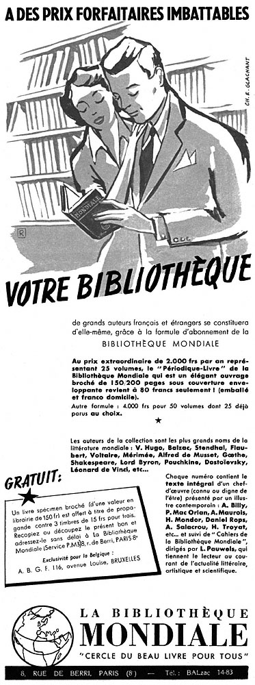 Publicit� ZxDivers Clubs Livres 1954