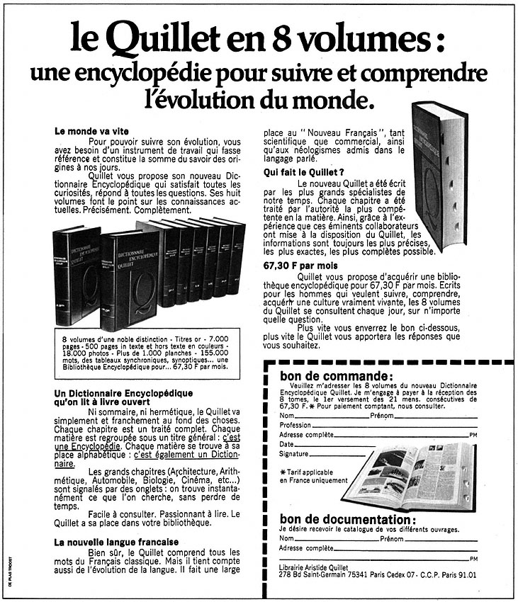 Publicit� Divers 1973