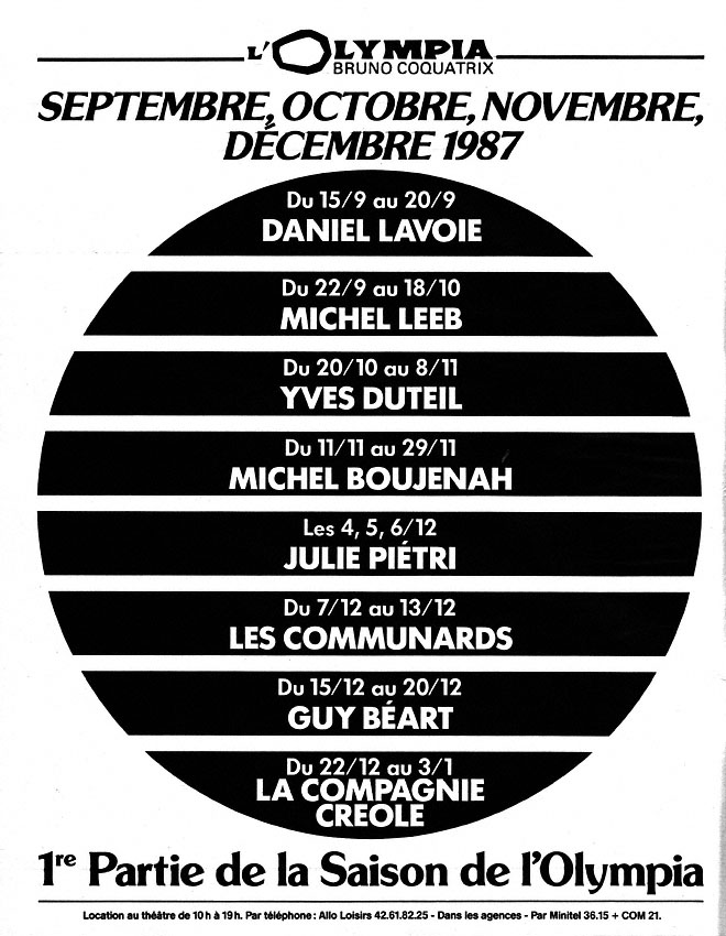 Publicit� Spectacles 1987