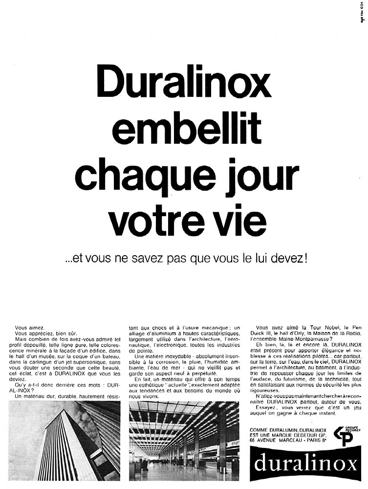 Publicit� Duralinox 1968