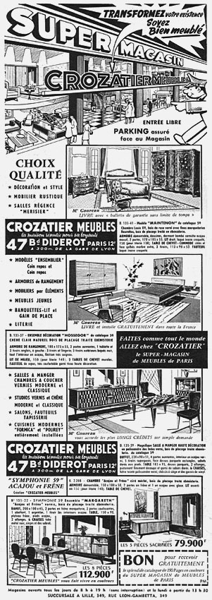 Publicit� Crozatier 1959