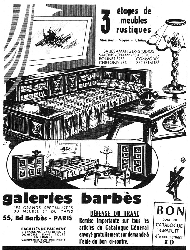 Publicit� Galeries Barb�s 1952
