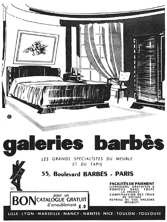 Publicit� Galeries Barb�s 1952