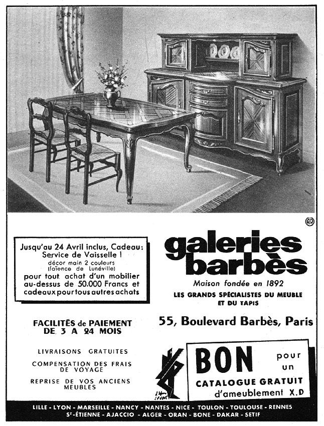 Marque Galeries Barb�s 1954