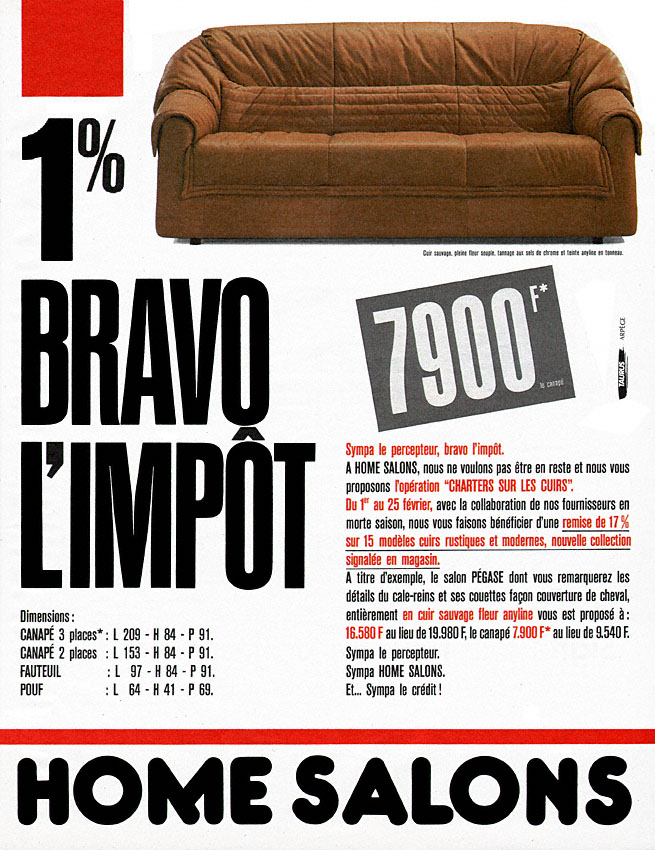 Publicit� Home Salons 1986