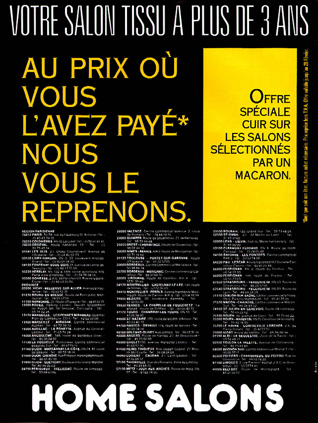 Publicit� Home Salons 1987