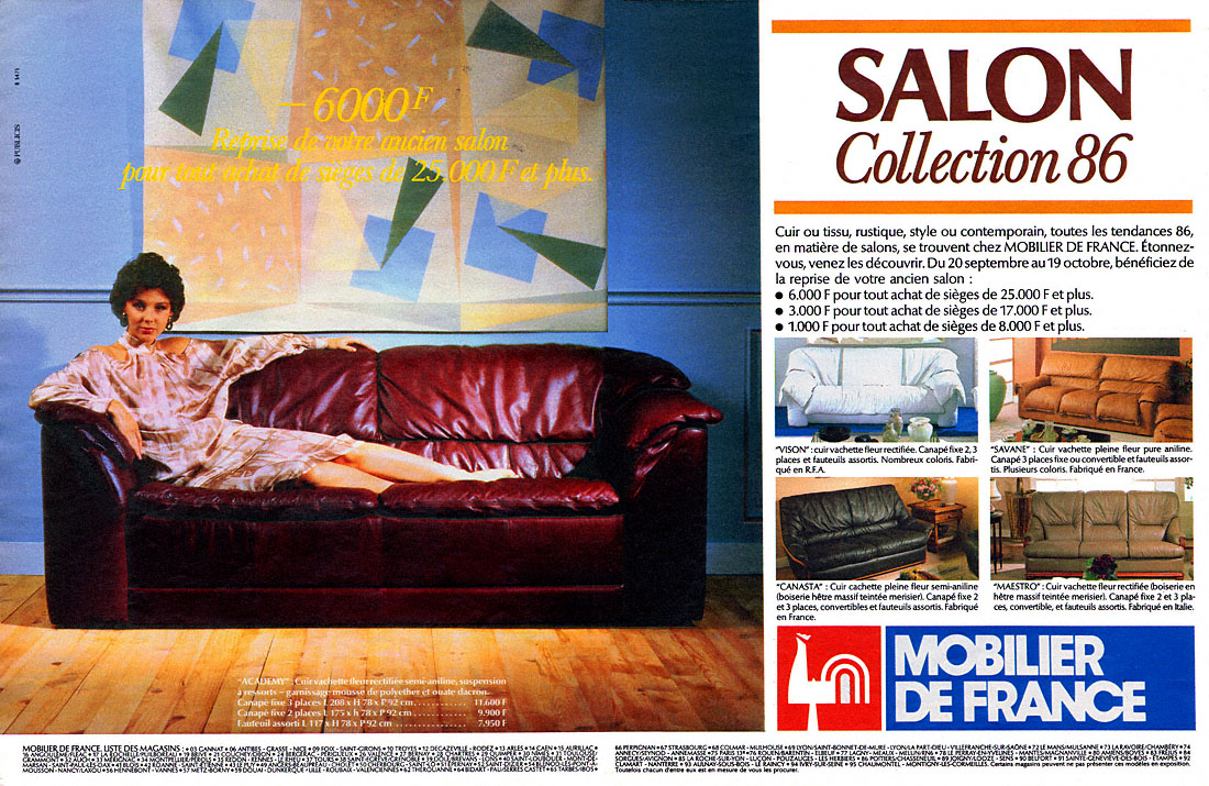Publicit� Mobilier de France 1985