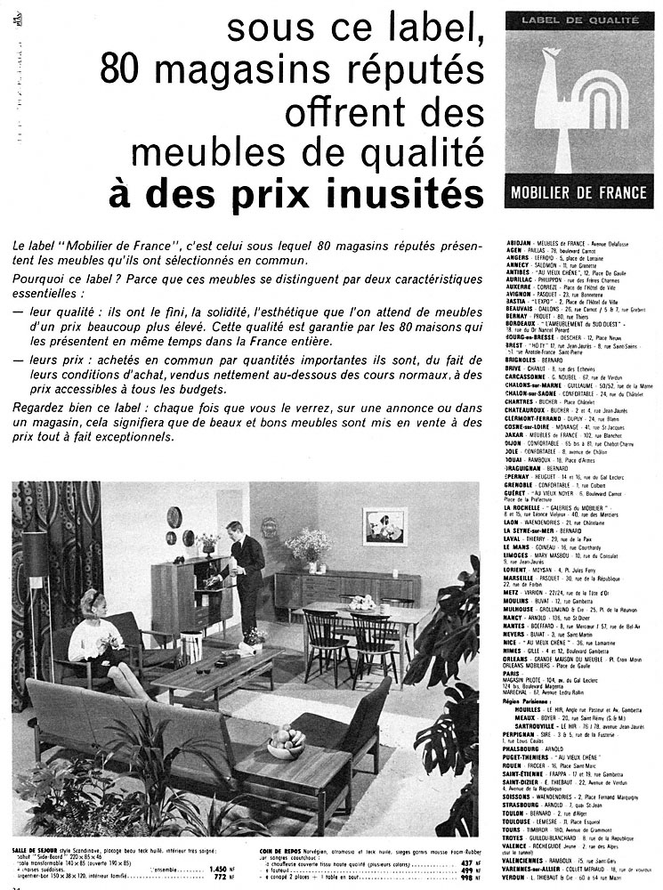 Marque Mobilier de France 1962