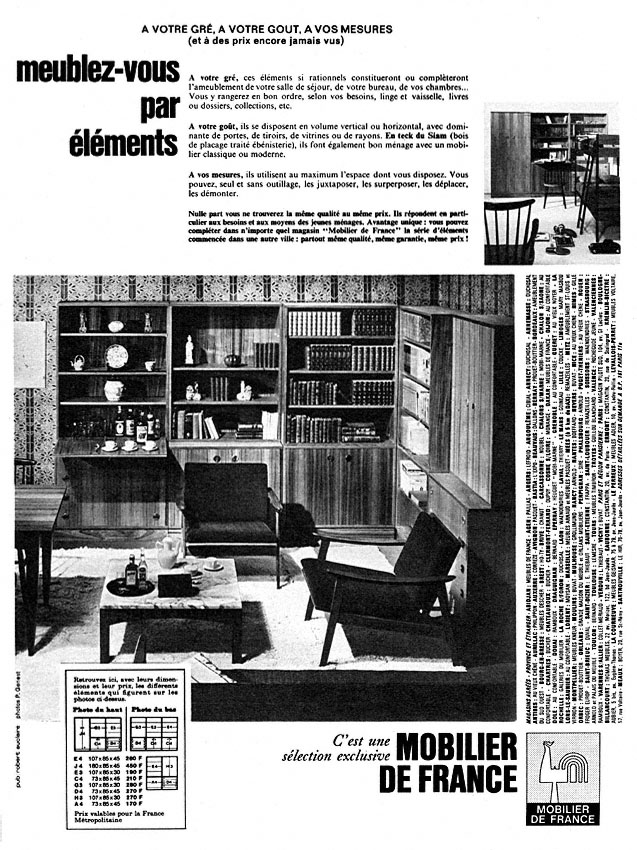Publicit� Mobilier de France 1966
