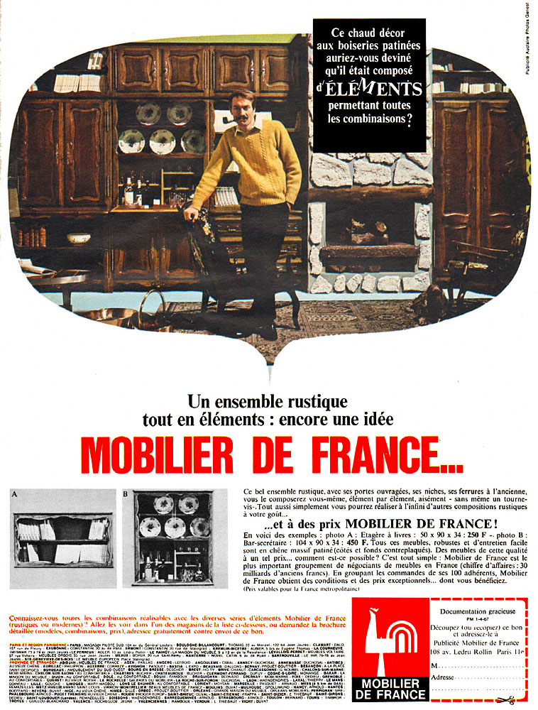 Publicit� Mobilier de France 1967