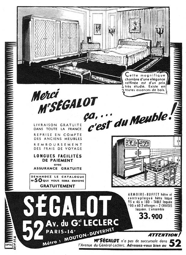 Publicit� Segalot 1955