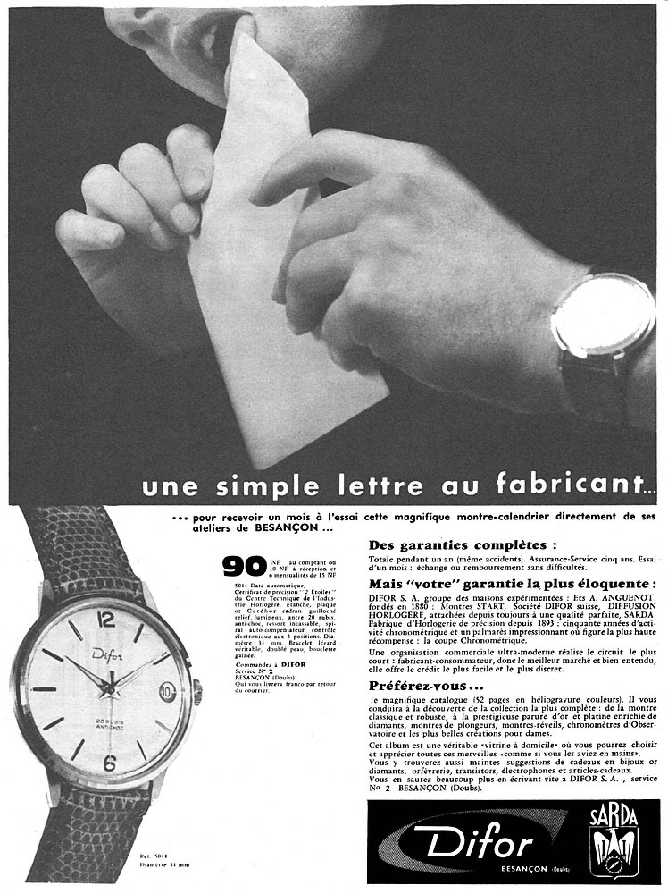 Publicit� Difor 1961