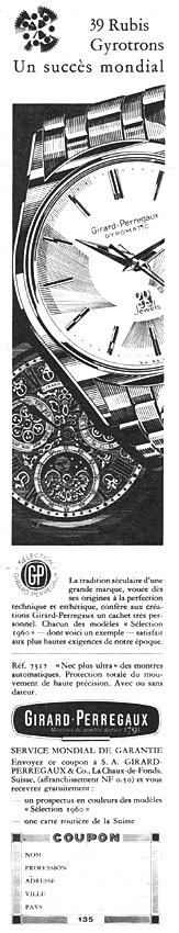 Publicit� Girard-Perregaux 1960