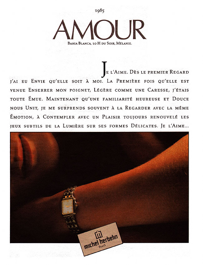 Publicit� Michel Herbelin 1985