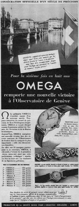 Publicit� Omega 1953