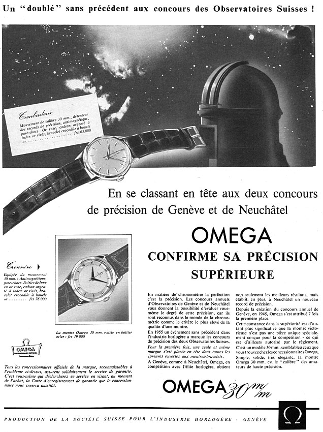 Publicit� Omega 1956