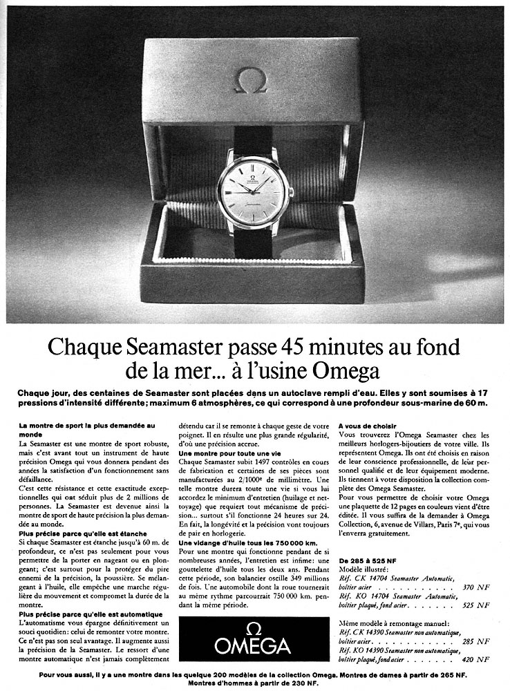 Publicit� Omega 1962