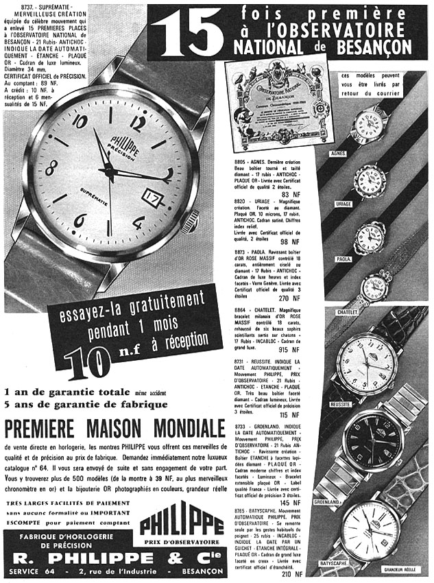 Publicit� Philippe 1961
