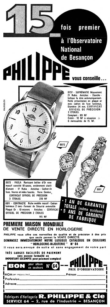 Publicit� Philippe 1962