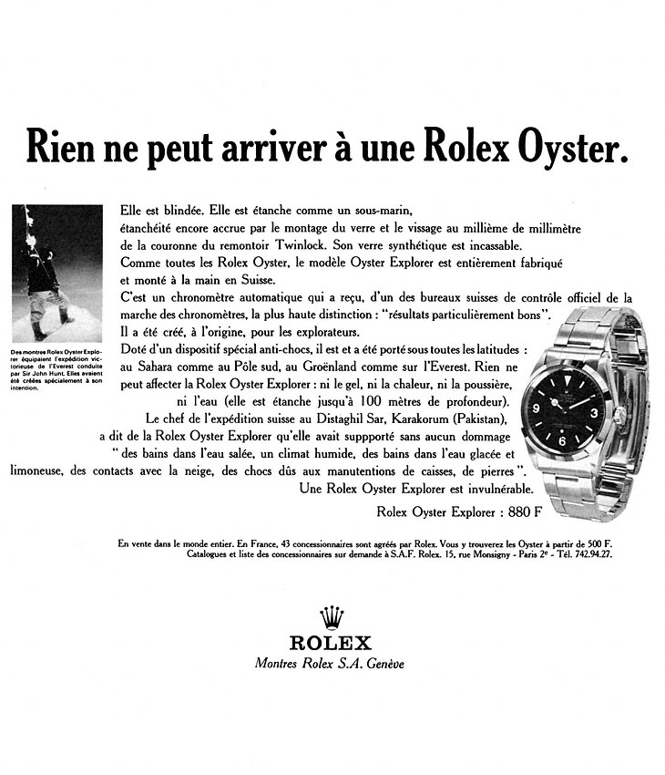 Publicit� Rolex 1966