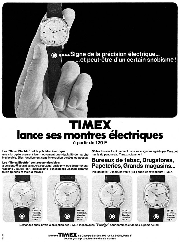 Publicit� Timex 1969