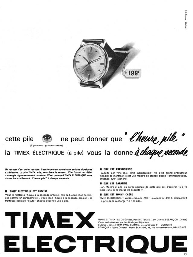 Publicit� Timex 1964