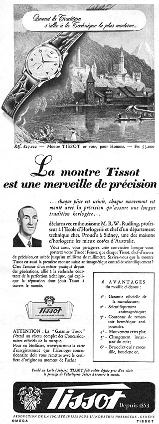 Publicit� Tissot 1951