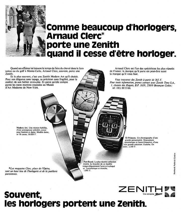 Publicit� Zenith 1975