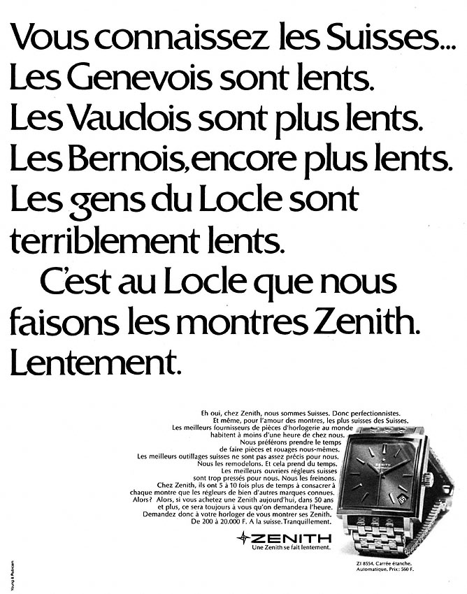 Publicit� Zenith 1968