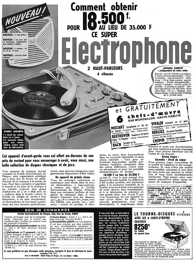 Publicit� Guilde Int. du disque 1957