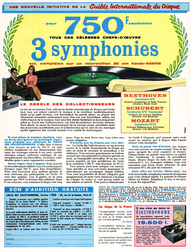 Publicit� Guilde Int. du disque 1959