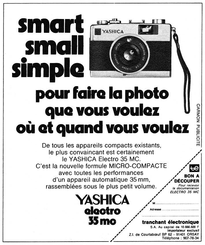 Publicit� Yashica 1973