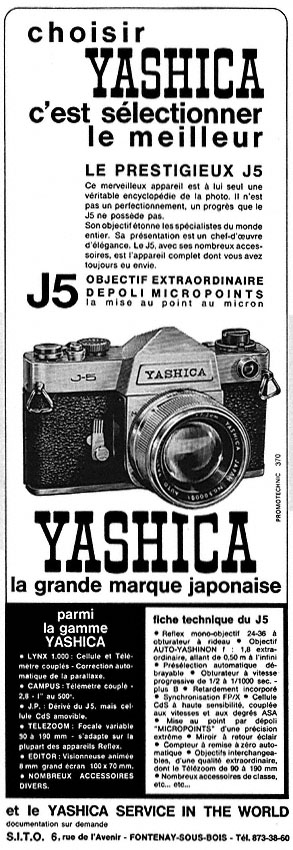 Publicit� Yashica 1965