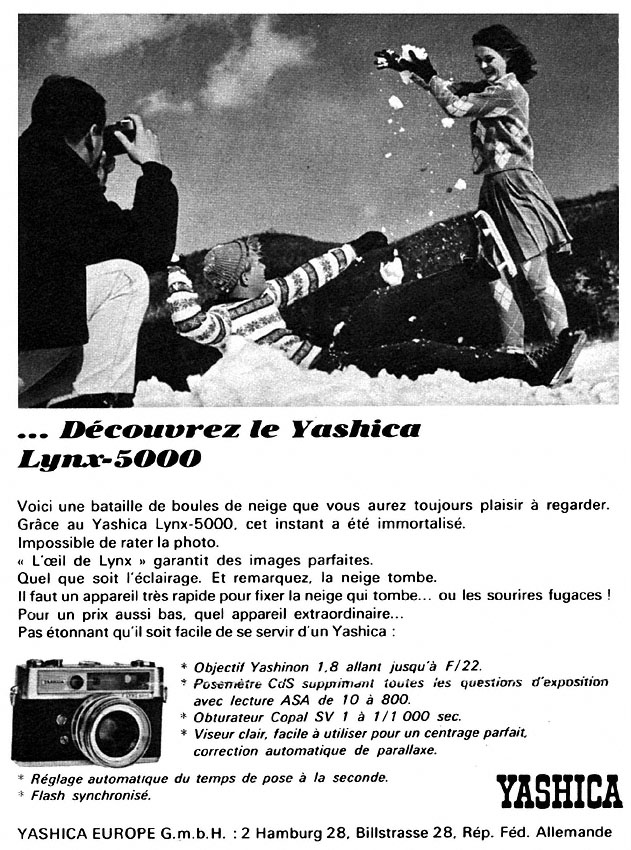 Publicit� Yashica 1966