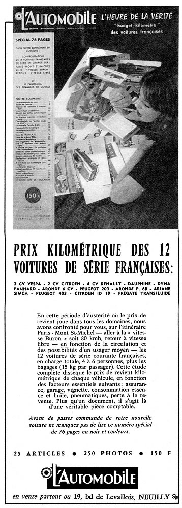 Publicit� L'automobile 1959