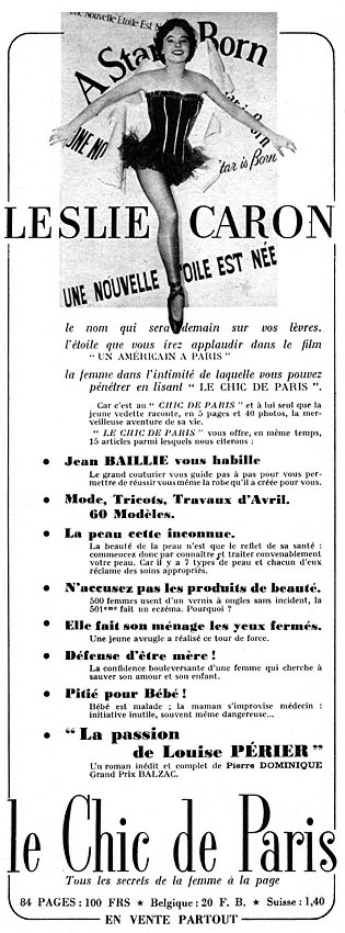 Publicit� Le chic de Paris 1952
