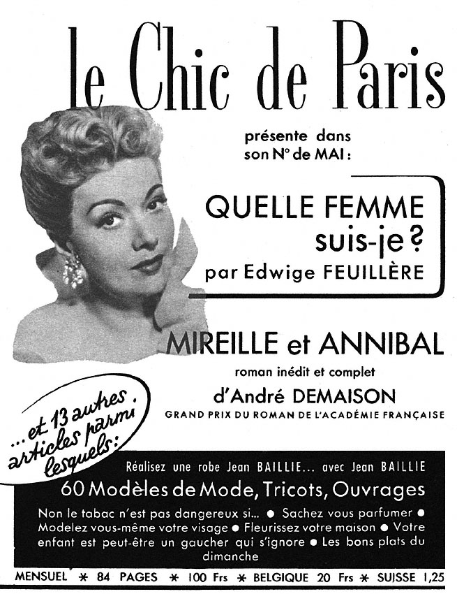 Publicit� Le chic de Paris 1952