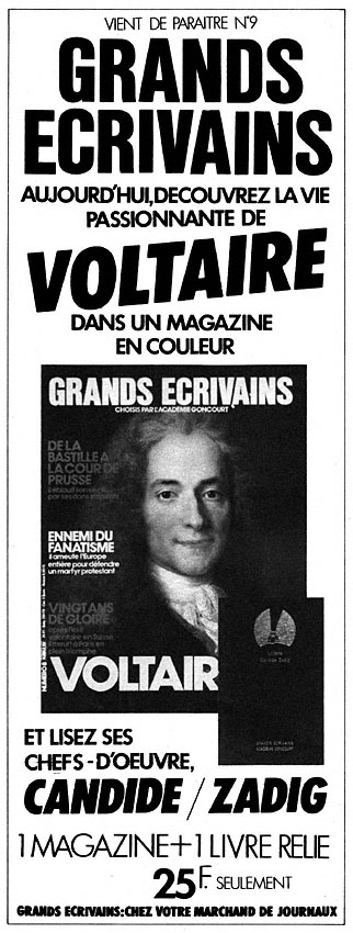 Publicit� Grands �crivains 1984
