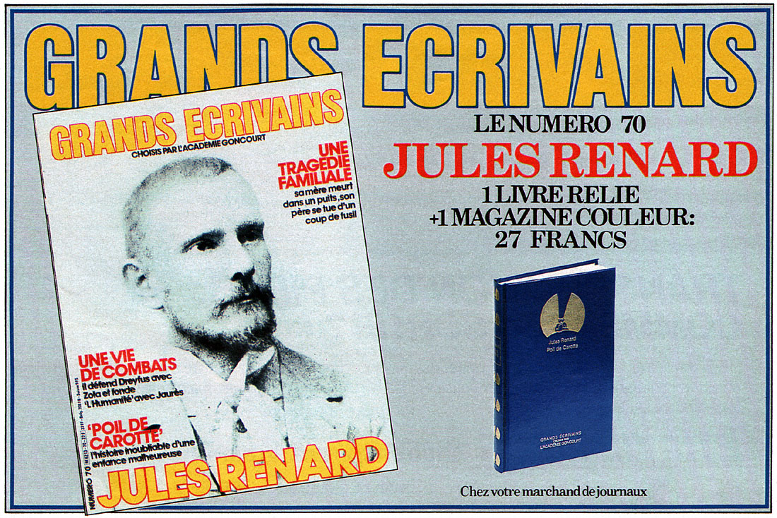 Publicit� Grands �crivains 1988