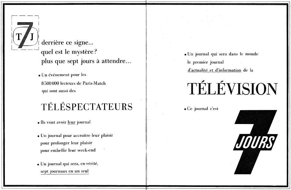 Publicit� Tele7jours 1960