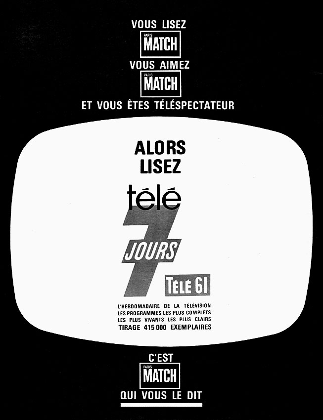 Publicit� Tele7jours 1961