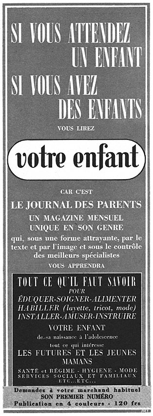 Publicit� Divers 1952