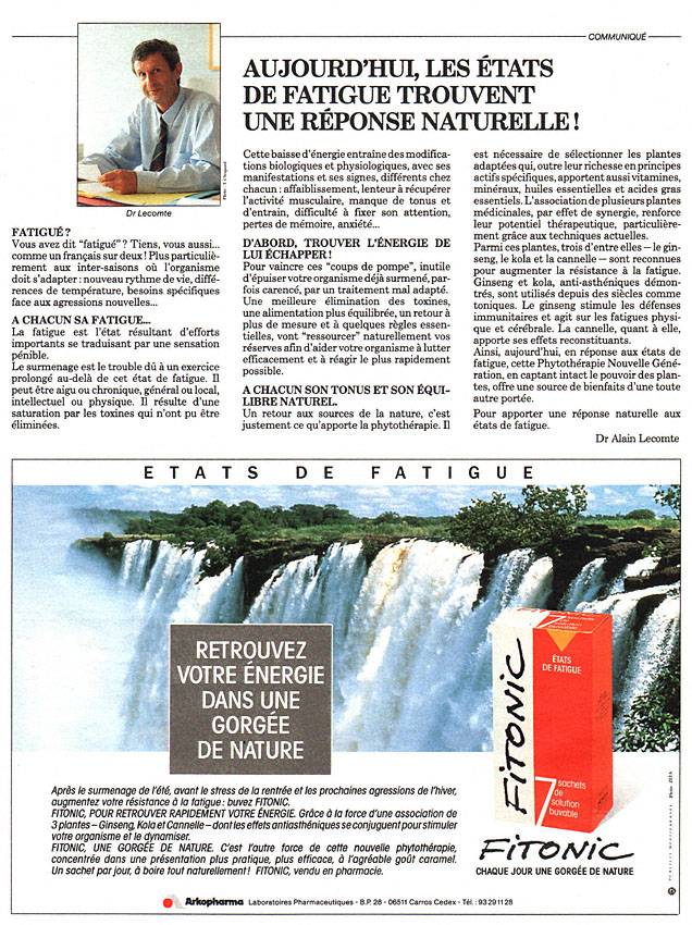 Publicit� Arkopharma 1992