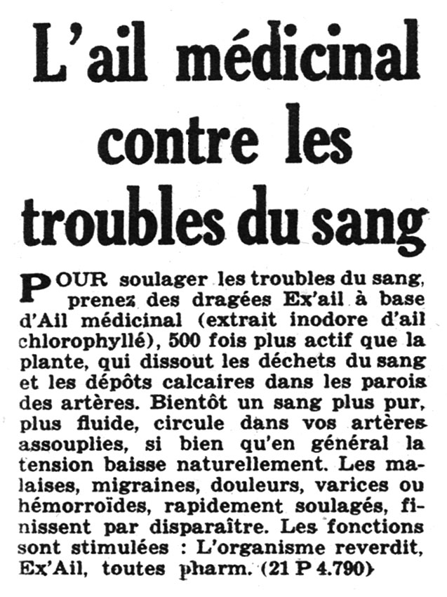 Publicit� Ex'Ail 1957